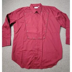 Ely Diamond Men's Western Snap Shirt Burgundy XL Long Sleeve Pearl Snap Rodeo